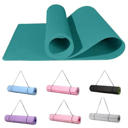GoodNite Non Slip TPE Yoga Mat 183x61cm for Yoga Pilates Fitness with Strap