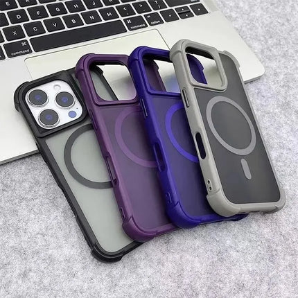 Matte Armor MagSafe Case for iPhone 17/16/15/14/13/12/11 Pro Max Shockproof Cover