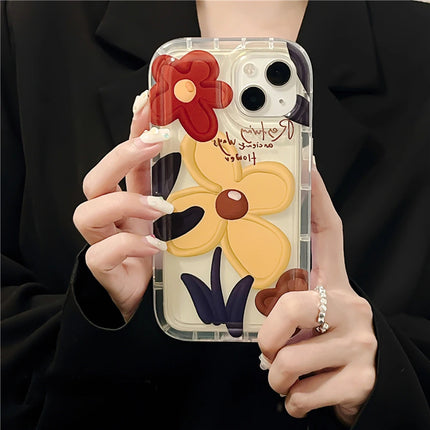 OKEYWOW iPhone flower oil painting shockproof soft back cover for models 11 to 16/15/14/13/12/11 Pro Max XR XS SE, featuring floral artwork.