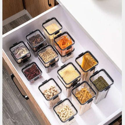 FreshLock Grain Storage Jar Set Sealed Plastic Moisture Proof Kitchen Organizer Box