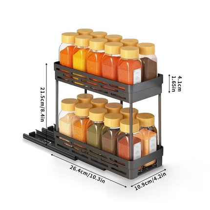 2-Tier Pull-Out Kitchen Storage Rack with Large Capacity