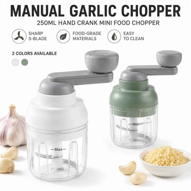 250ml Manual Food Chopper Hand Crank Vegetable & Garlic Processor