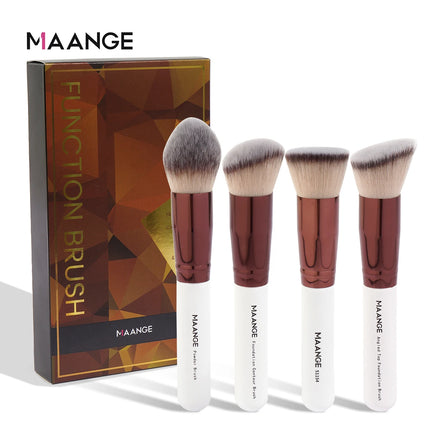 Velora Beauty 4pcs Makeup Brush Set with Case Foundation Concealer Powder Soft Dense Bristles