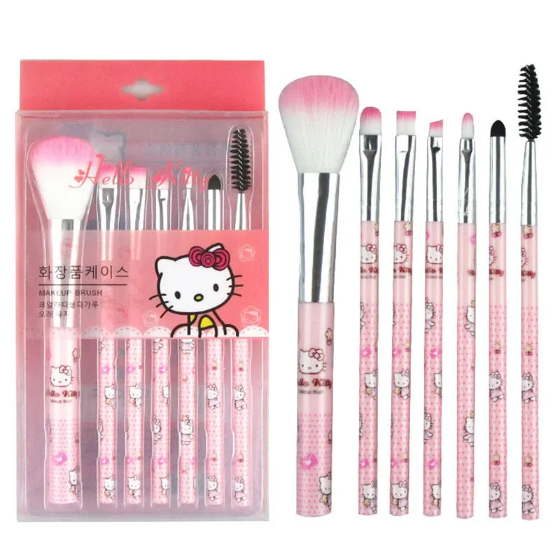 Sanrio Hello Kitty Makeup Brush Set: Anime Fashion Jewelry Blush, Eyebrow, Lip, Eyeshadow Brushes - Beauty Tools Girls' Gift with Box