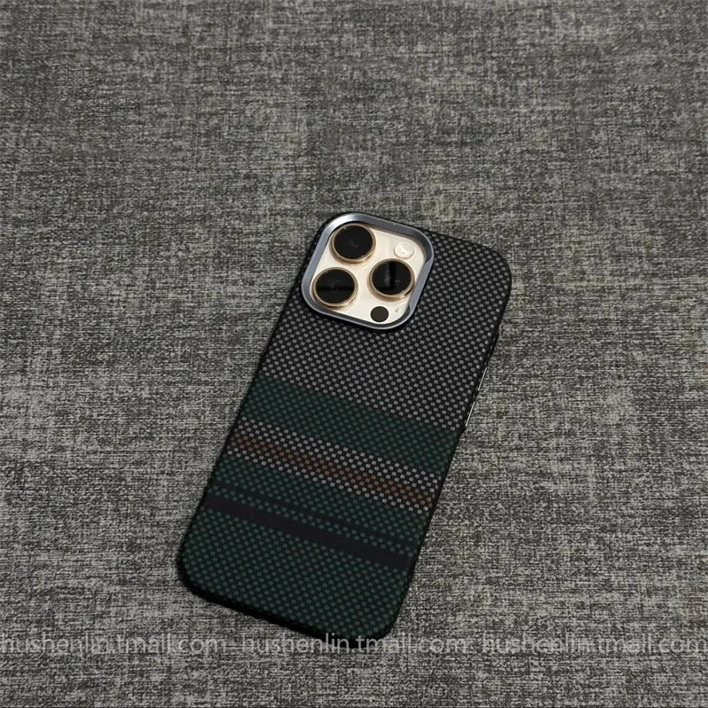 2026 New Mountain Relief Carbon Case for iPhone 16 15 Pro Max MagSafe Back Cover Hard PC Buttons Frame Protective Phone Shell