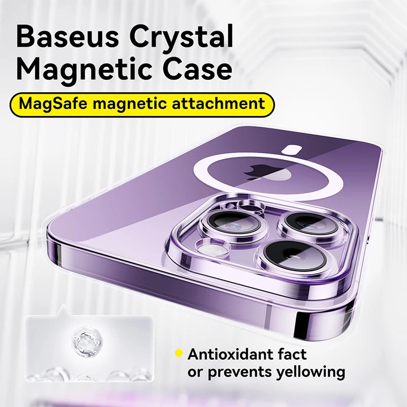 Baseus Magnetic Case for iPhone 15 Pro Max Slim Thin Phone Case Transparent Cover For iPhone 15 Pro Plus Magnet Back Cover Case