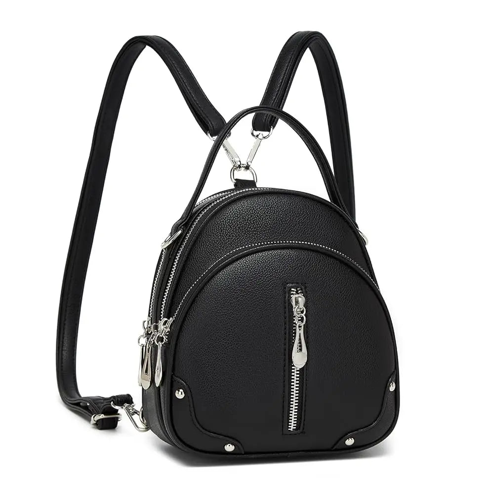 Miss Lulu Women's Waterproof Backpack - Lightweight PU Leather with 4 Zipper Pockets & Detachable Strap
