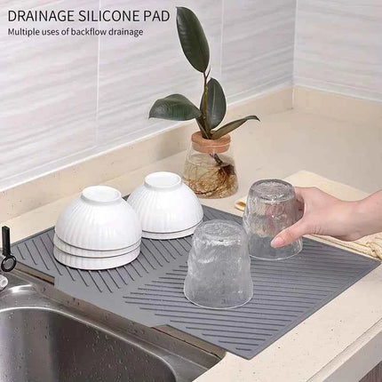 Silicone Dish Drying Mat for Kitchen Sink & Tableware Drain Pad