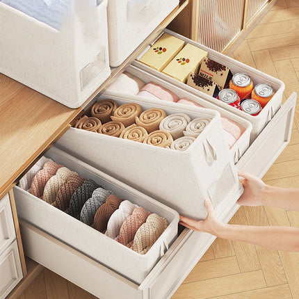 OKEWOW wardrobe clothes organizer box for underwear storage, space-saving narrow gap storage basket, ideal for neat clothing organization.