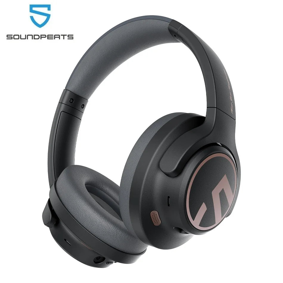 SoundPEATS Space Headphones: Bluetooth 5.3 Hybrid Active Noise Cancelling Wireless Headphones with 123H Playtime, Mic, and Multipoint Connection for versatile usage.