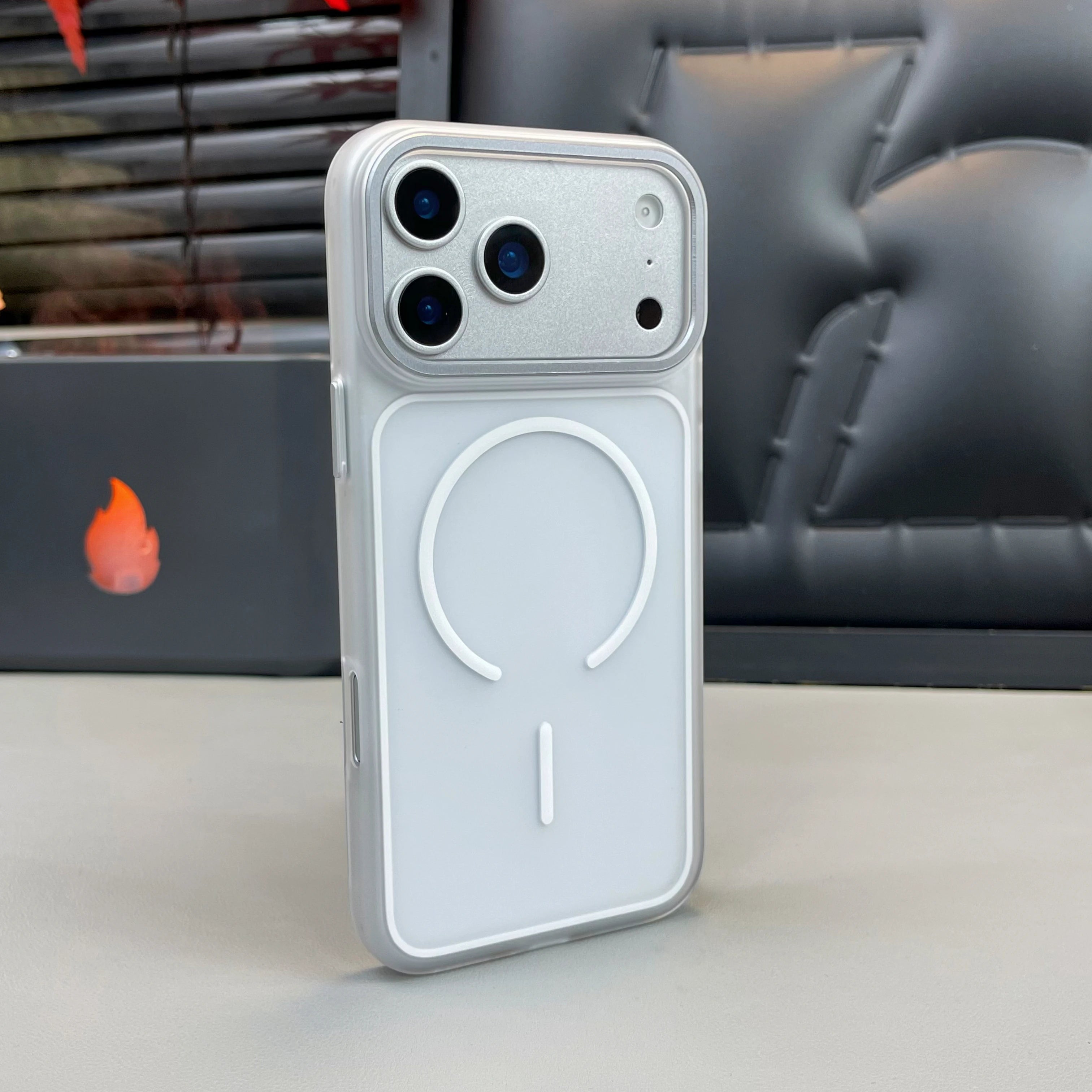 Luxury Translucent Matte Frosted PC Phone Case with Metal Button for iPhone 15/16/17 Air/17 Pro Max – MagSafe Magnetic Cover