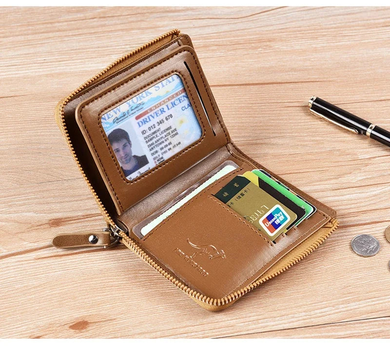 ANTI RFID Blocking Protection for Men High Quality Wallet Zipper Business Card Holder Purse Luxury Wallets Carteira Masculina