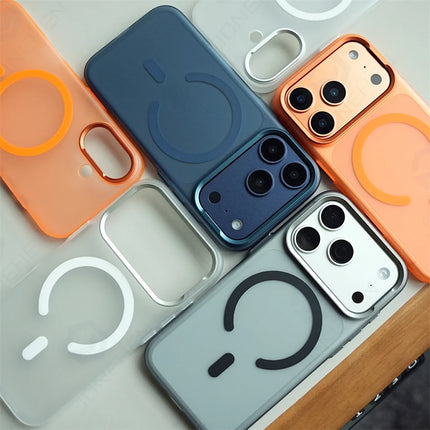 FrostLine Magnetic Armor Case for iPhone 17/16/15 Pro Max Metal Lens Slim PC Cover