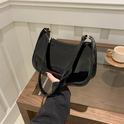 Women PU Leather Shoulder Bag Retro Solid Color Hobo Underarm Handbag Casual Designer