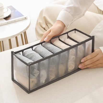 OKEYWOW clothes organizer storage box for jeans, underwear, bras, and socks, with wardrobe divider for tidy closet storage