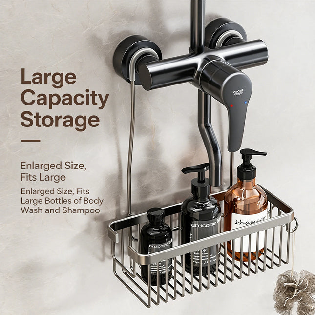 No Drill Shower Rack Bathroom Storage Basket Wall Mount Organizer for Bath Products