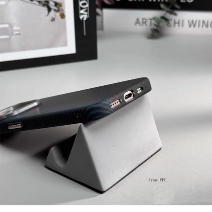 OKEYWOW carbon fiber MagSafe case for iPhone 16/15/14 Pro Max with wireless charging compatible, camera ring armor cover.