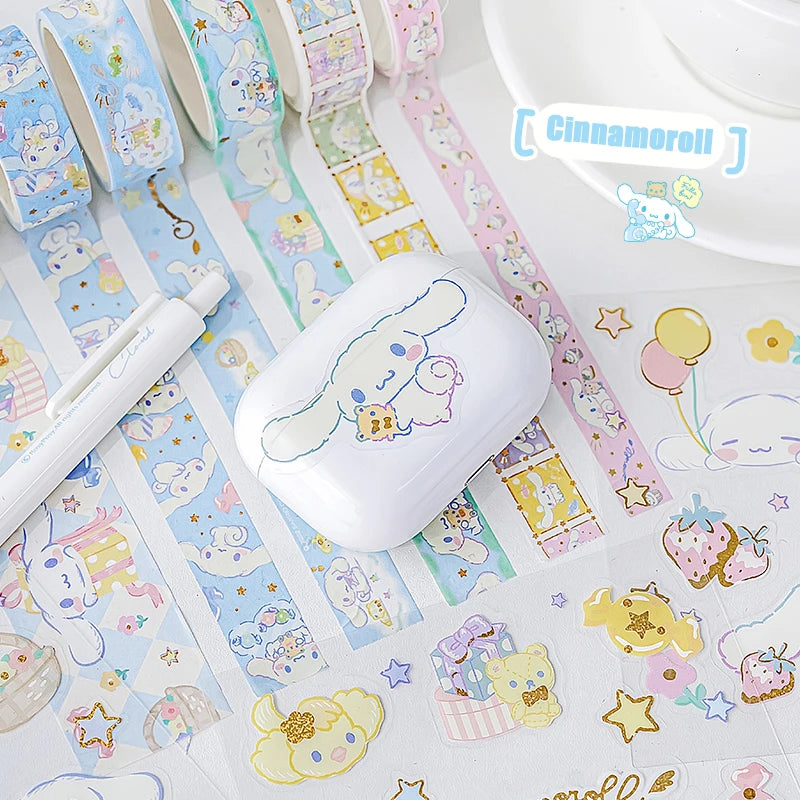 Sanrio Kuromi Cinnamoroll Melody Stickers Gift Box Kawaii Anime Hand Account Guka Decoration DIY Sticker Girls Kids Toys