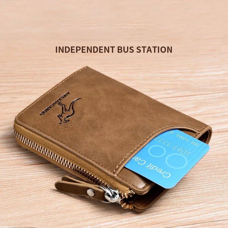ANTI RFID Blocking Protection for Men High Quality Wallet Zipper Business Card Holder Purse Luxury Wallets Carteira Masculina