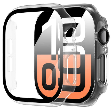 OKEYWOW Apple Watch tempered glass screen protector for Series 10-3 and SE, fits 38-46mm models, showing clear protective coverage.