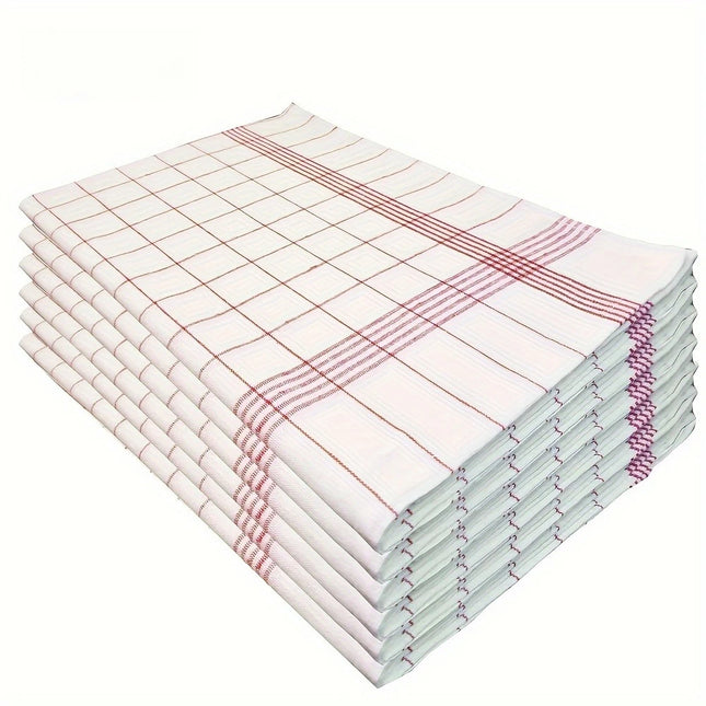 OKEYWOW classic plaid kitchen towel set with soft, large cleaning cloths and scouring pads for effective kitchen cleaning.