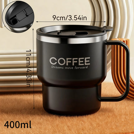ThermoSip Stainless Steel Insulated Coffee Mug with Lid & Handle