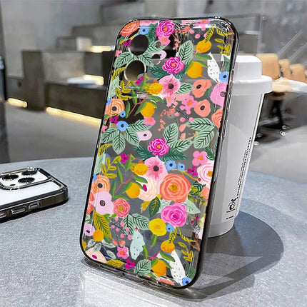 Okeywow silicone flower iPhone case for iPhone 12-17 models, shockproof soft cover with colorful floral design.