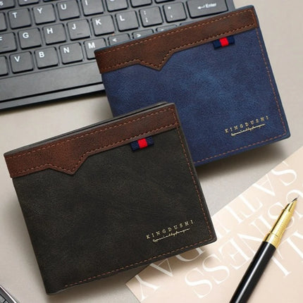 Men’s OKEYWOW bifold wallet with zipper coin pocket, multiple card slots, large capacity, minimalist design, and stylish fashion appeal.