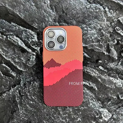 OKEYWOW iPhone 16/15/14 Pro Max carbon fiber MagSafe case with wireless charging compatibility and camera ring armor cover.
