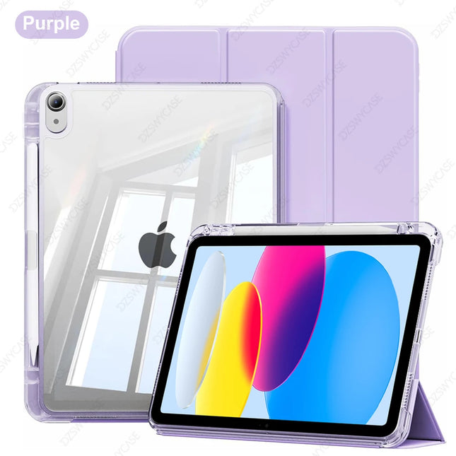 Clear iPad Case with Pencil Holder Air 11/13 M2 M3 Pro 11/12.9 M4 10th/11th Gen Cover
