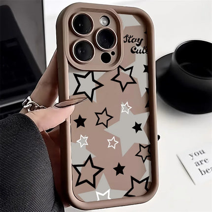 OKEYWOW iPhone Star Silicone Case for 12/11/Pro Max XR XS SE, shockproof soft cover with star design for Apple smartphones.