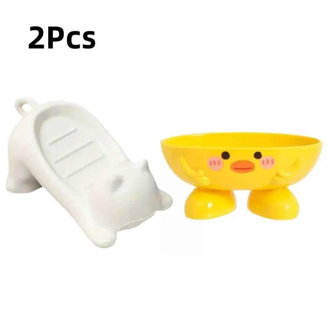Cute Cat Soap Dish with Drainage Tray Bathroom Soap Holder