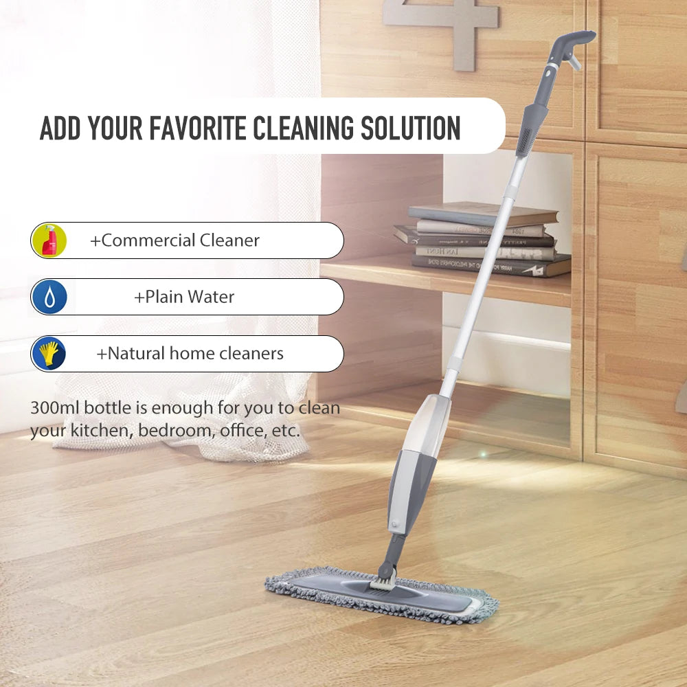 Introducing the Magic Spray Mop for Wooden Floors: Effortlessly Clean with Reusable Microfiber Pads and a 360 Degree Handle. Ideal for Home, Windows, and Kitchen, This Mop Sweeper Broom is Your Ultimate Cleaning Tool