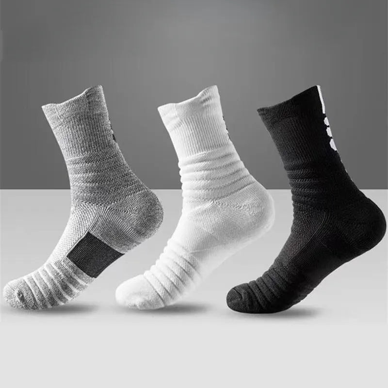 3 pairs/Lot Compression Stockings: Breathable socks perfect for basketball, sports, and cycling. Moisture-wicking with high elastic tube design for comfort and performance.