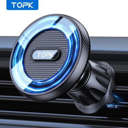 TOPK MagSafe Car Mount Magnetic Air Vent Holder Metal Hook One Hand Operation Stand