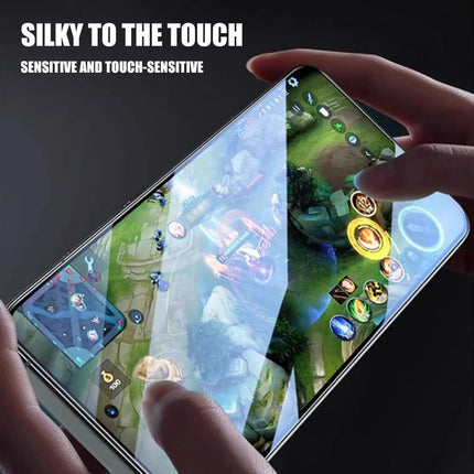Samsung S22 Ultra FE 8K Dust-Free Tempered Glass Screen Protector by OKEYWOW, showing clear, edge-to-edge screen coverage.