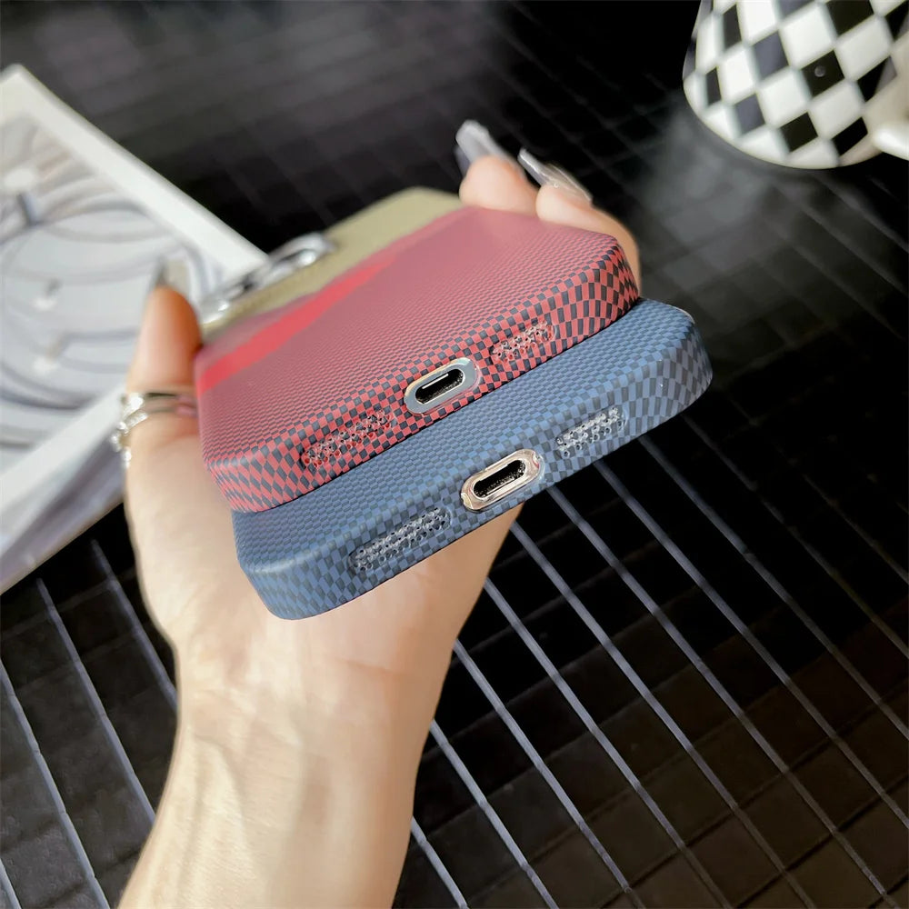 Colourful Kevlar Pattern For Magsafe Magnetic Phone Case For iPhone 17 16 15 11 12 13 14 Pro Max Luxury Wireless Charging Cover