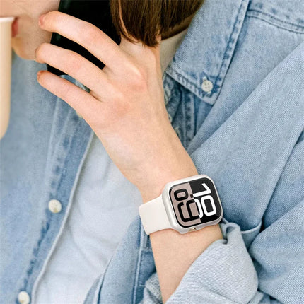 OKEYWOW Apple Watch tempered glass screen protector for Series 10–3 SE, fits 38mm to 46mm models, protects watch display.