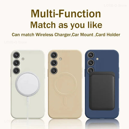 Samsung MagSafe Liquid Silicone Magnetic Case for S23 Ultra Plus FE, compatible with wireless charging, by OKEYWOW.