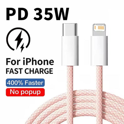 35W Fast Charging USB-C to Lightning Cable iPhone 14/13/12/11/X Quick Charge Braided 1m/2m - OKEYWOW