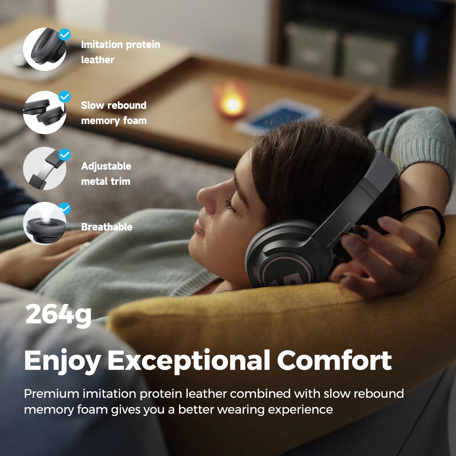 SoundPEATS Space Headphones: Bluetooth 5.3 Hybrid Active Noise Cancelling Wireless Headphones with 123H Playtime, Mic, and Multipoint Connection for versatile usage.