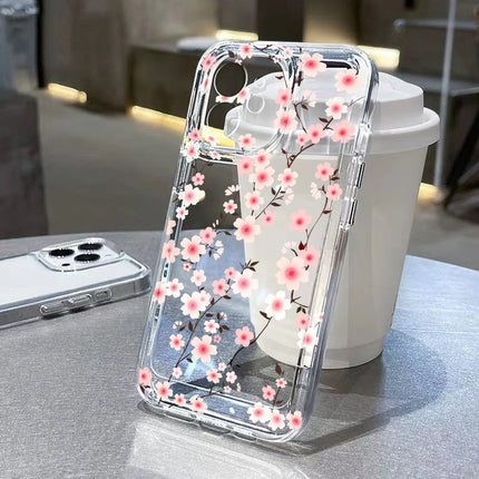 OKEYWOW flower silicone shockproof iPhone case for iPhone 11 to 17 Pro Max, soft cover with floral design in black