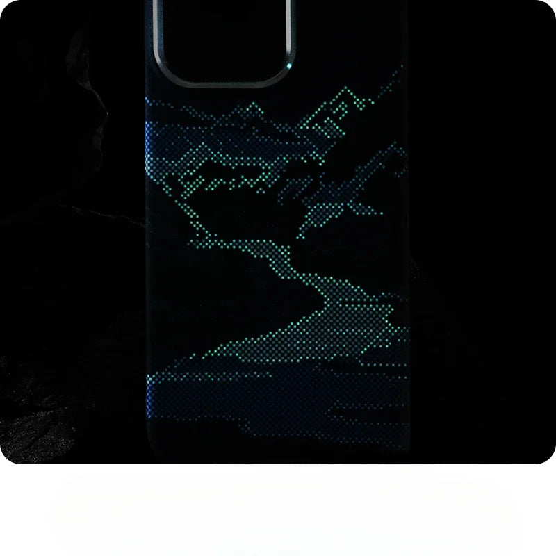 Abstract Landscape Relief MagSafe Phone Case for iPhone 16 15 14 Pro Max 16Pro Wireless Charging Alloy Lens Shield Hard PC Cover