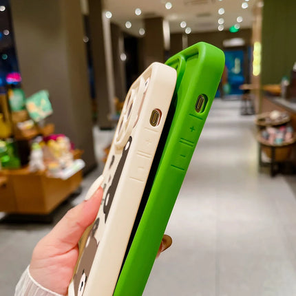 Silicone shockproof iPhone cartoon bear case by OKEYWOW for iPhone 13, 12, 11 Pro Max, XR, XS, SE with soft, colorful design