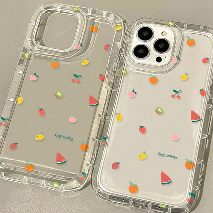 OKEYWOW Fruit Clear iPhone case with soft TPU shockproof cover for iPhone 11 Pro Max, XR, XS, SE, featuring colorful fruit design.