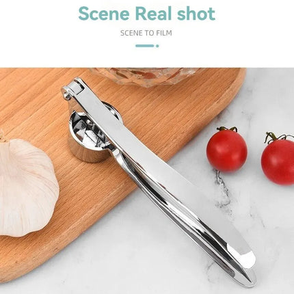 SteelGrip Garlic Press Zinc Alloy Stainless Steel Manual Anti Skid Multifunction Kitchen Crusher Tool