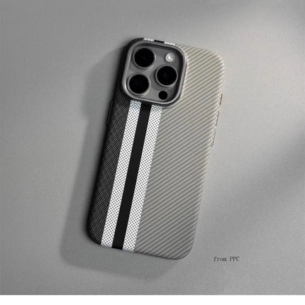 OKEYWOW iPhone 16/15/14 Pro Max carbon fiber MagSafe case with magnetic attachment, wireless charging, and camera ring protection.