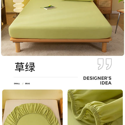 Okeywow solid color fitted mattress sheet with elastic edges for single, double, queen beds 140x190cm or 200x220cm.