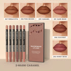 Velora Beauty 6pcs Nude Lip Liner Set Waterproof Matte Finish Non Smudge Smooth Crayon Pencils