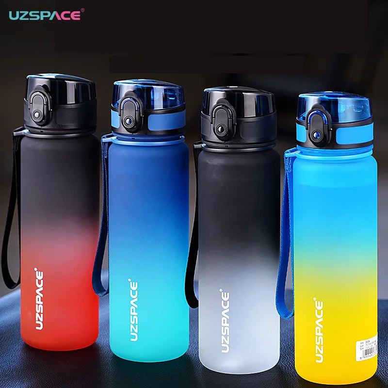 UZSPACE 500ml Sports Water Bottle Bounce Lid Timeline Reminder Leakproof Frosted Tritan Cup For Outdoor Sports Fitness BPA Free